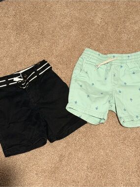 Old Navy Black Shorts & Mint Palm-Print Shorts
